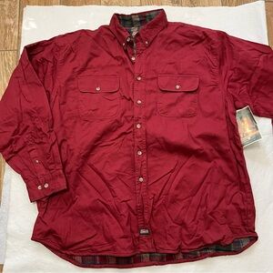 Coleman Red 100% Cotton Flannel Lined Button Down Long Sleeve Shirt NWT